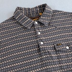 Howler Brothers Mens Ranchero Jacquard Polo Shirt Medium Geometric Peral Snap